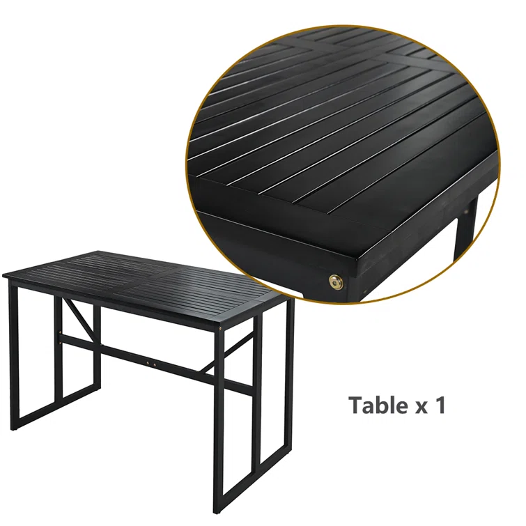 Zakis 5-Piece Outdoor Steel Dining Set with 4 Chairs, Patio Counter-height Bar Set, Cushions