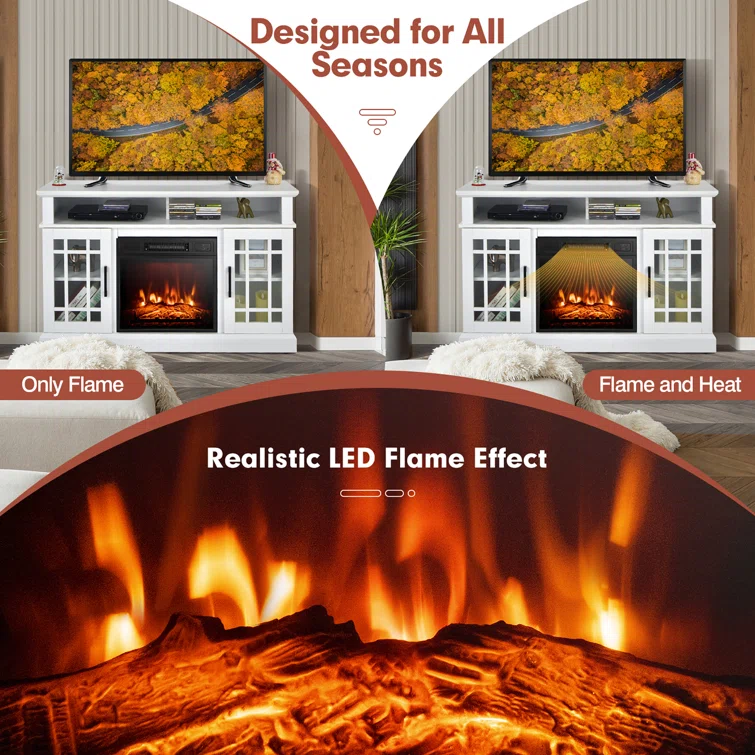 Ripley 48'' W Storage Credenza with Electric Fireplace Included