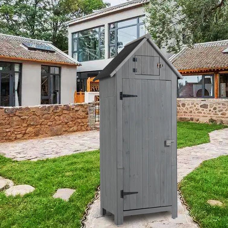 Outdoor 2 ft. x 1.5 ft Solid Wood Vertical Tool Shed