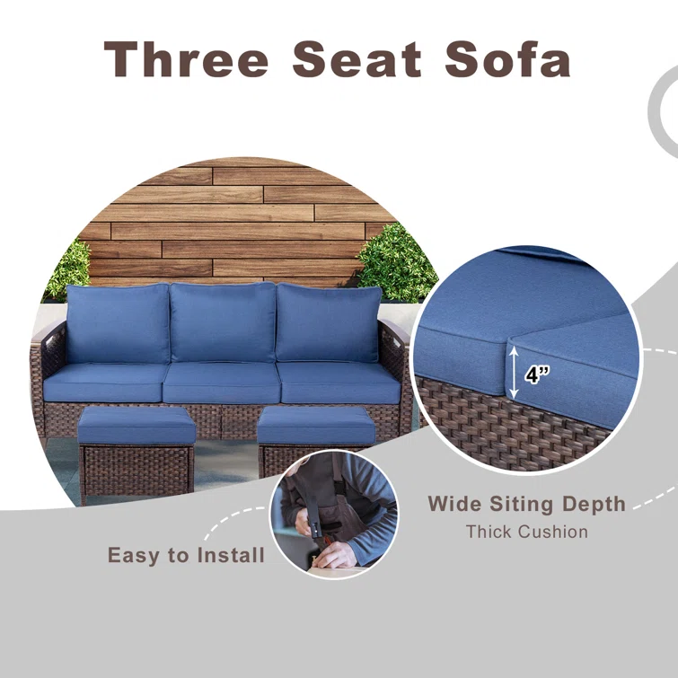 Buenhomino 5 - Person Outdoor Seating Group with Cushions
