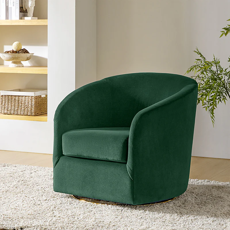 Emanuela Velvet Swivel Barrel Armchair