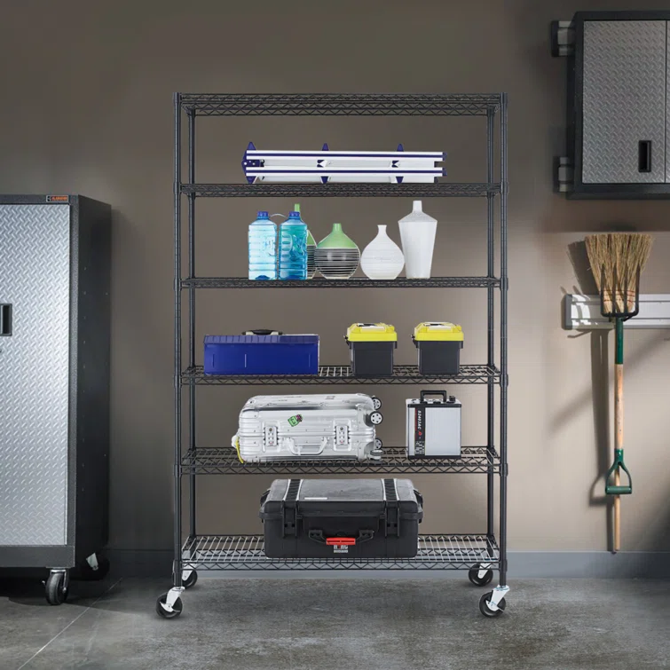 Kinzel 48'' W Height -Adjustable Shelving Unit with Wheels