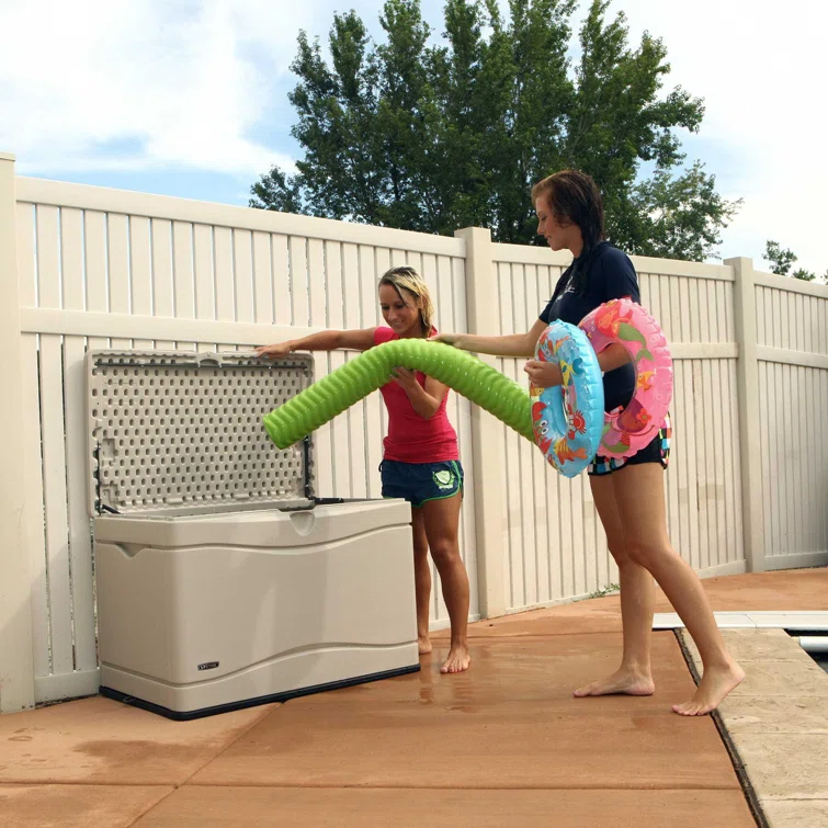 Lifetime 39'' W 80 Gallons Water Resistant Polyethylene Plastic Lockable Deck Box in Desert Sand