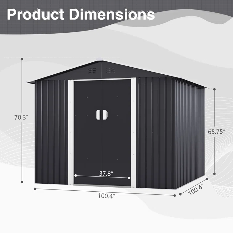 8 ft. W x 8 ft. D Metal Garage Shed
