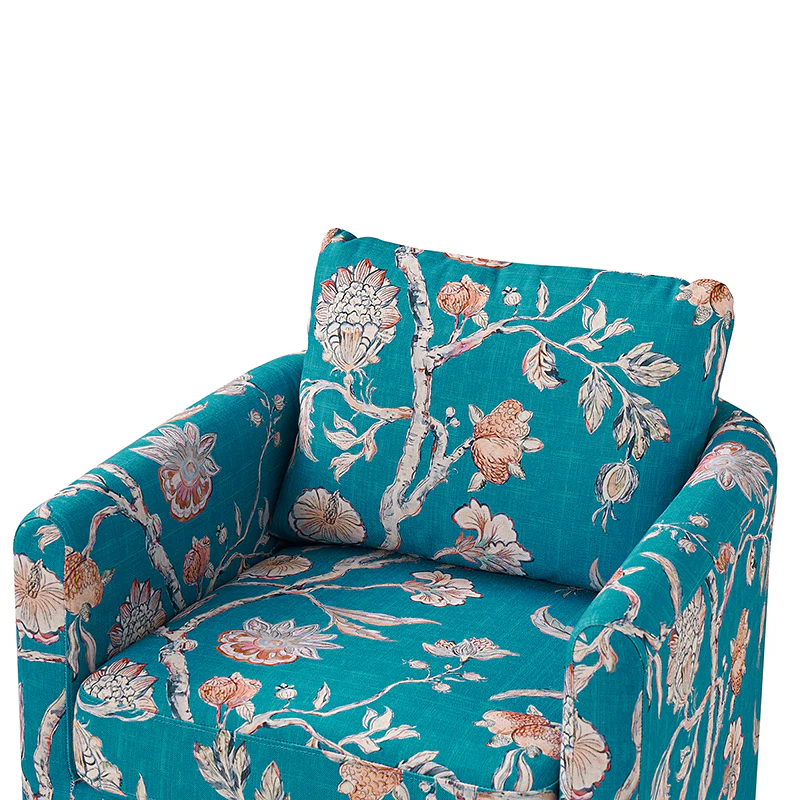 Claudius Upholstered Slipcovered Swivel Barrel Chair