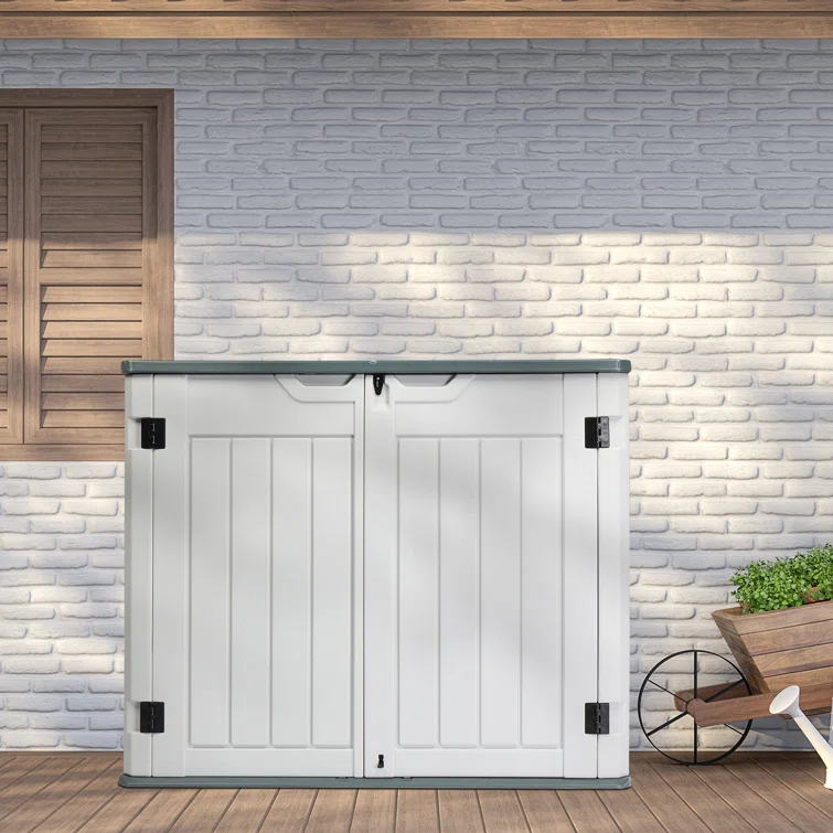 Winado 50.2'' W 260 Gallons Water Resistant Polyethylene Plastic Lockable Cabinet Deck Box