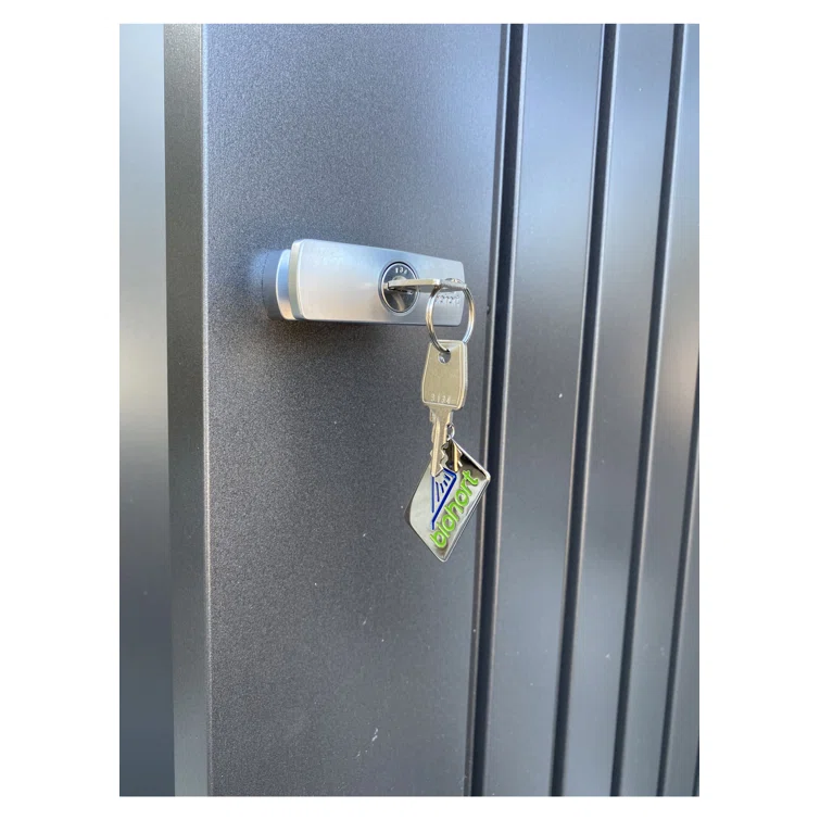 Biohort Equipment Locker 900 Gallon Water Resistant Metal Tool Shed with Lock in Dark Gray