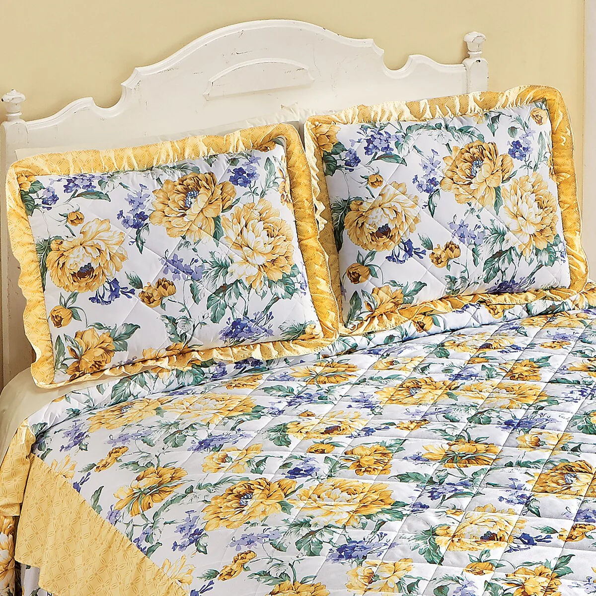 Yellow-Violet Floral Hannah Cascading Pillow Sham