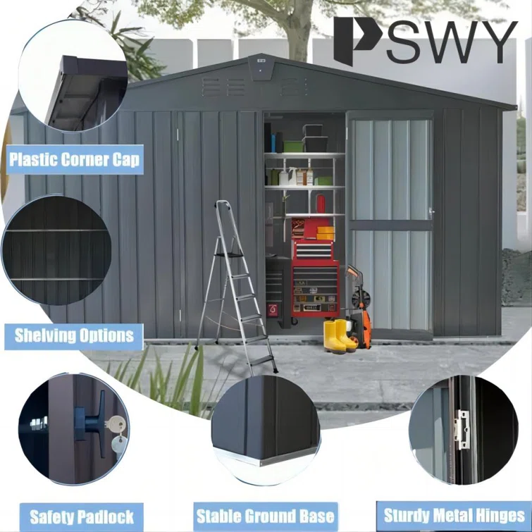 11 ft. W x 12 ft. 5 in. D Metal Storage Shed