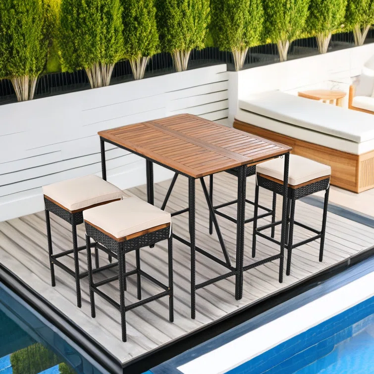 Llanas 4 - Person Rectangular Outdoor Dining Set with Cushions
