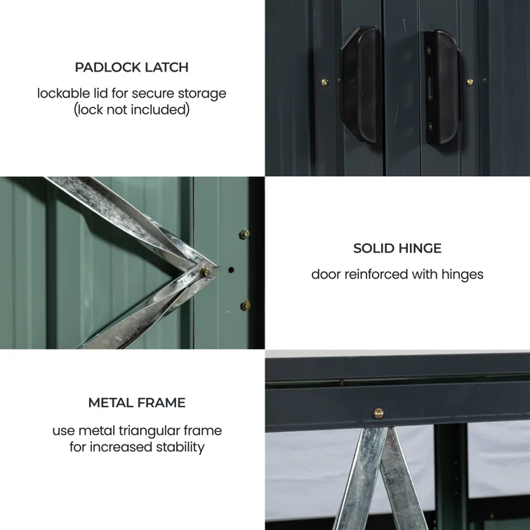 5 ft. W x 3 ft. D Stainless Steel Horizontal Garbage Shed