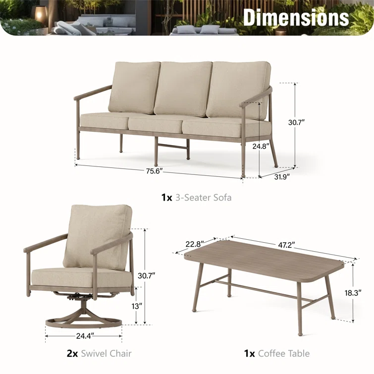 Tico 5 Piece Sofa Seating Group with Cushions