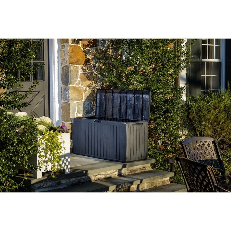 Alfresco Home 45'' W 82 Gallons Water Resistant Resin Lockable Deck Box with Wheels in Antracite
