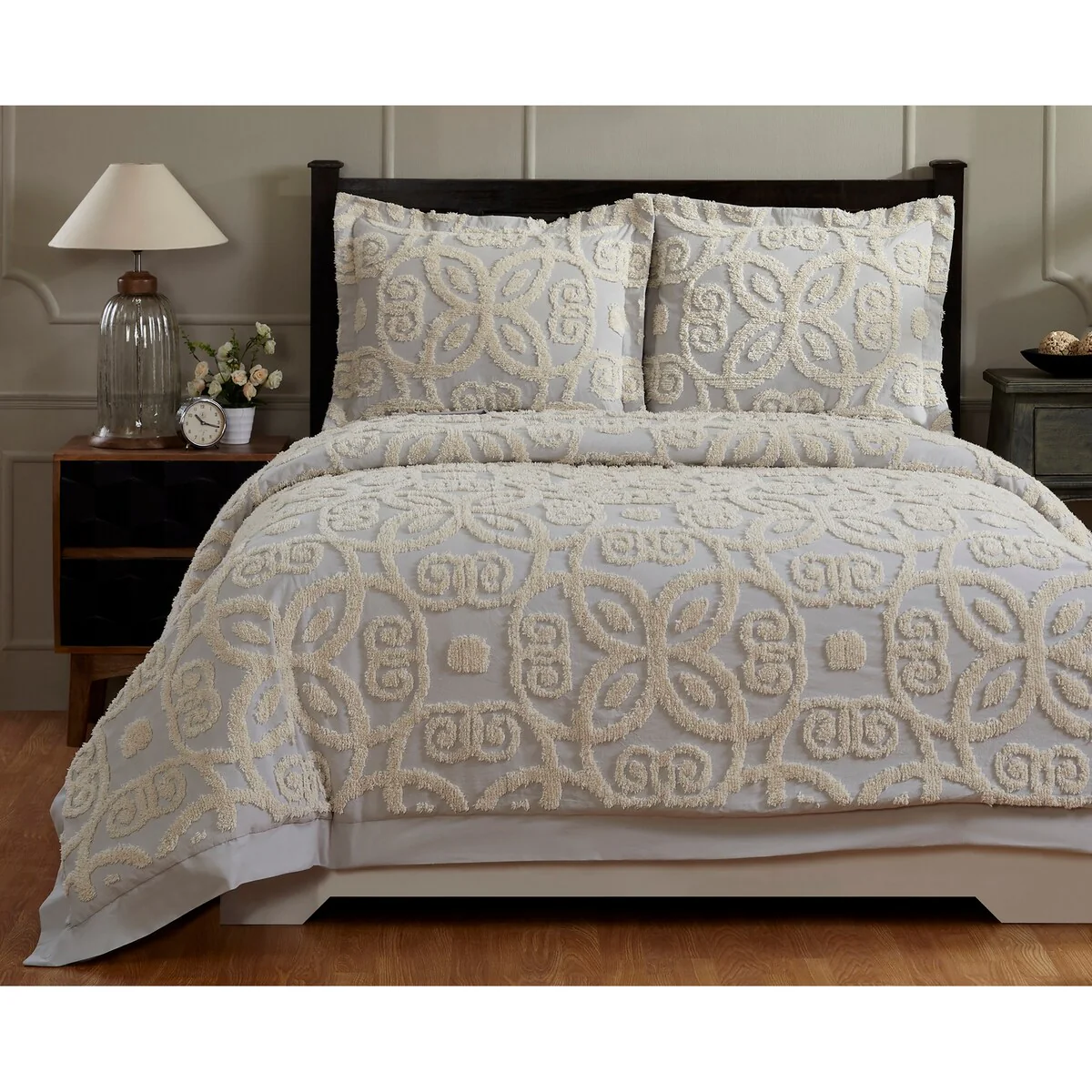 Better Trends Eden Comforter Set 100% Cotton Tufted Soft Plush Chenille Machine Washable Tumble Dry