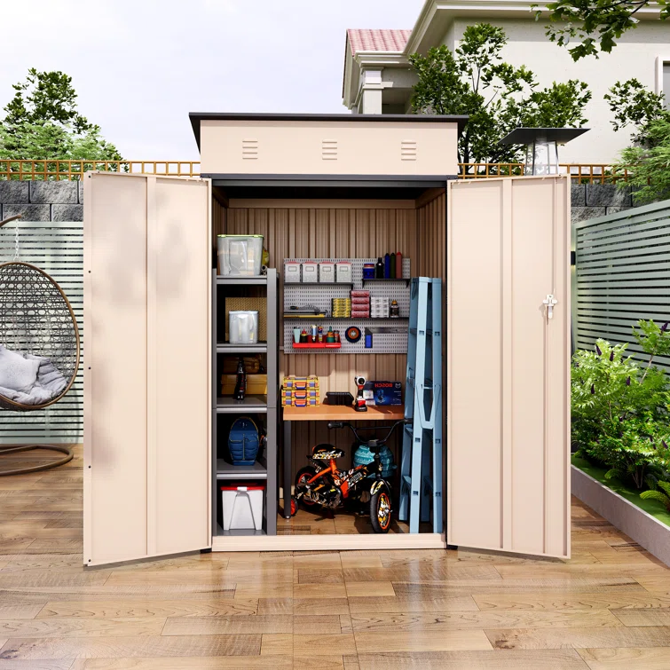 4*3*6 ft Metal Outdoor Storage Shed with Lockable Doors for Home/Backyard/Garden/Lawn Tools