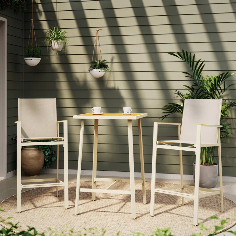 Aletza Square 2 - Person 27'' Long Outdoor Dining Set, PVC-Coated Polyester Patio Bar Set With Height Table