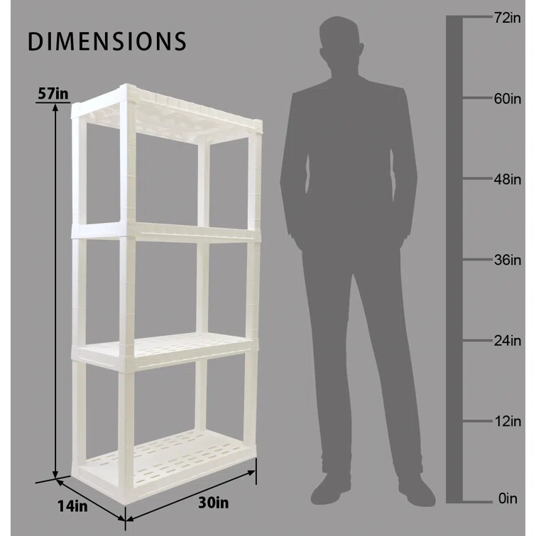 4 Tier Heavy Duty Shelving Unit 30 W x 14 D x 57 H Home Storage
