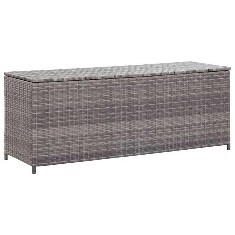 Patio Storage Box Gray 47.2" x 19.7" x 23.6" Poly Rattan