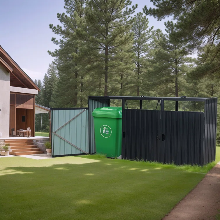 8 ft. W x 3 ft. D Metal Horizontal Garbage Shed