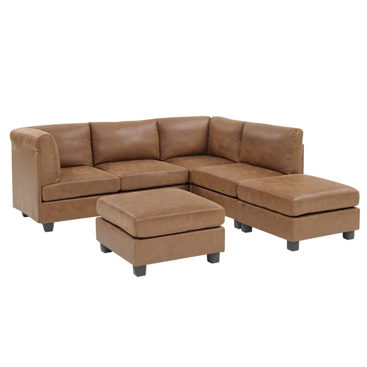 Angelamaria 6 - Piece Faux Leather Sectional