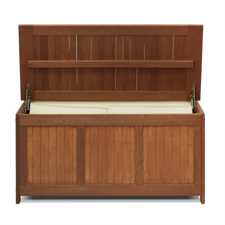 Furinno Tioman 44.5'' W 47.33 Gallons Water Resistant Solid Wood Teak Deck Box in Natural