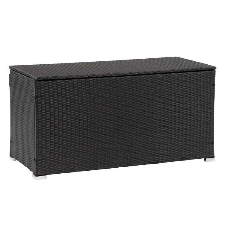 CorLiving 46'' W 81 Gallons Water Resistant Wicker Deck Box in Black