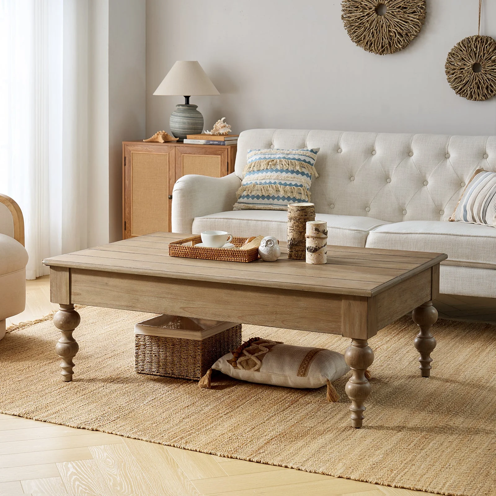 Cynthia Lift Top 4 Legs Ottoman Coffee Table with Storage