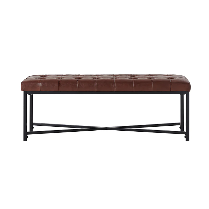 Arnold Versatile Elegance: Genuine Leather Bench with Button-Tufted Design