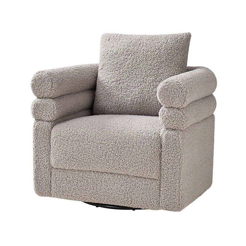 Benita 360-Degree Swivel Chair in Chenille Fabric with a Plush Pillow