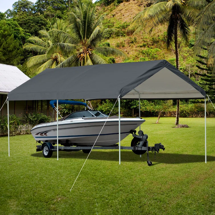 10 ft. W x 20 ft. D Metal Portable Garage Shed