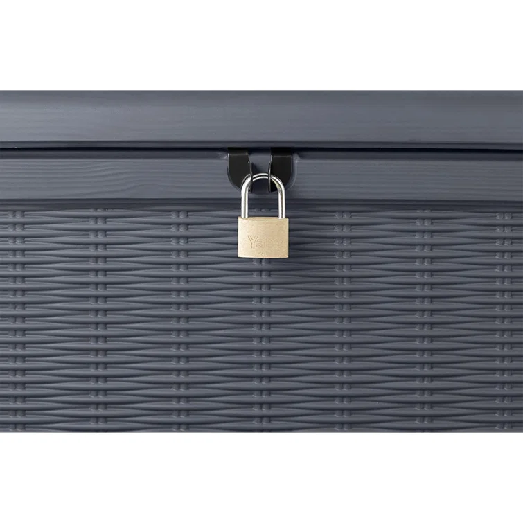 Keter Borneo 110 Gallon Rattan Wicker Resin Patio Deck Storage Box Bench