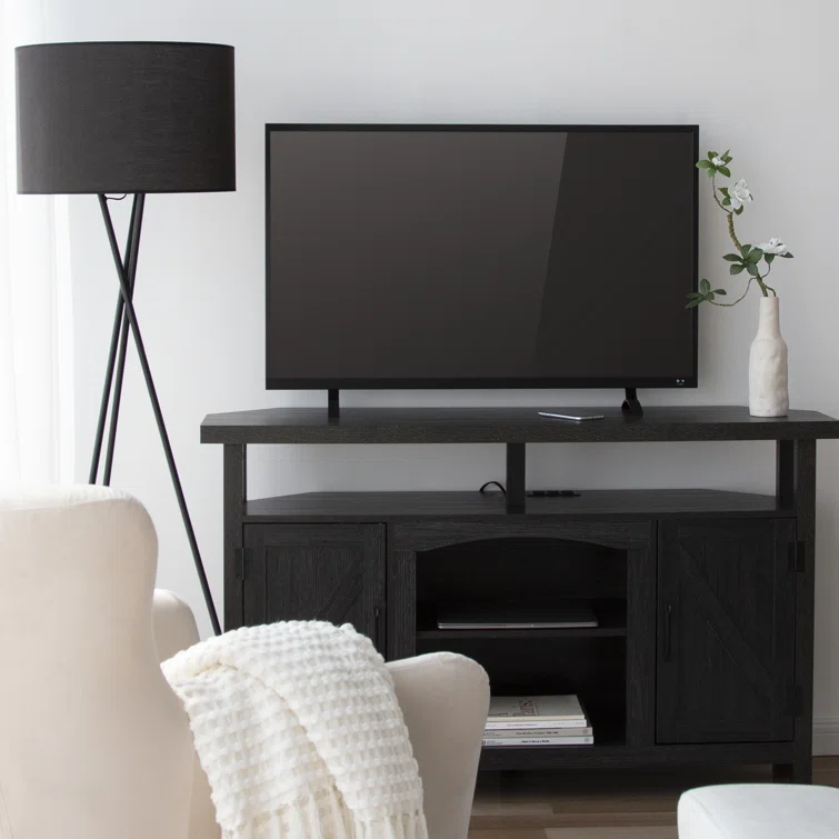 Nasho Farmhouse Corner TV Stand with USB Ports and Outlet Fit for TVs up to 60