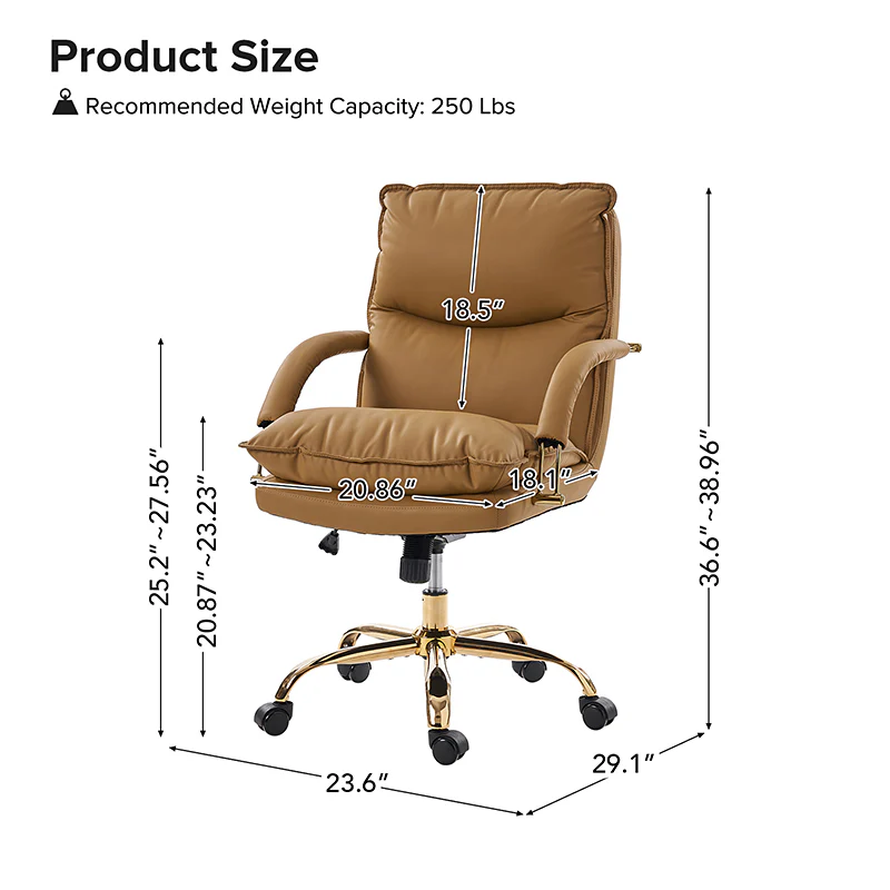 Sandy Waterproof PU Leather 360-Degree Swivel Office Chair