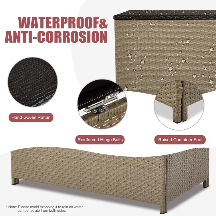 EFURDEN 47'' W 100 Gallons Water Resistant Wicker Deck Box
