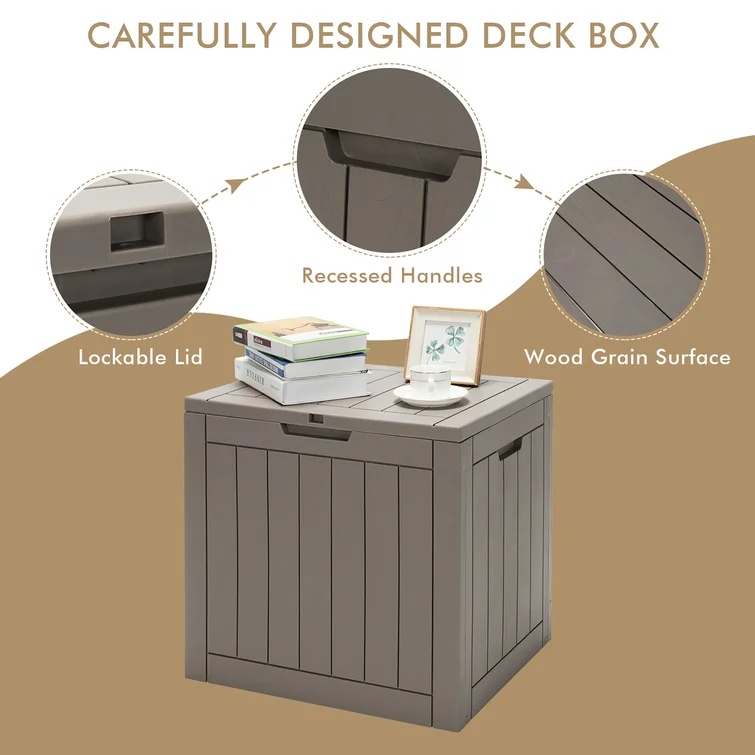 Costway 22'' W 30 Gallons Water Resistant Plastic Deck Box
