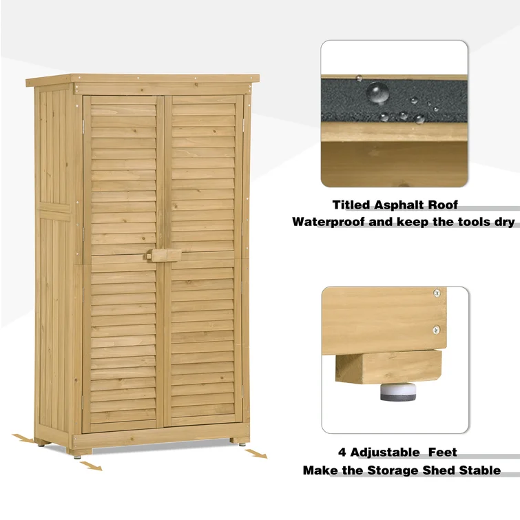 2 ft. W x 3 ft. D Wood Vertical Tool Shed