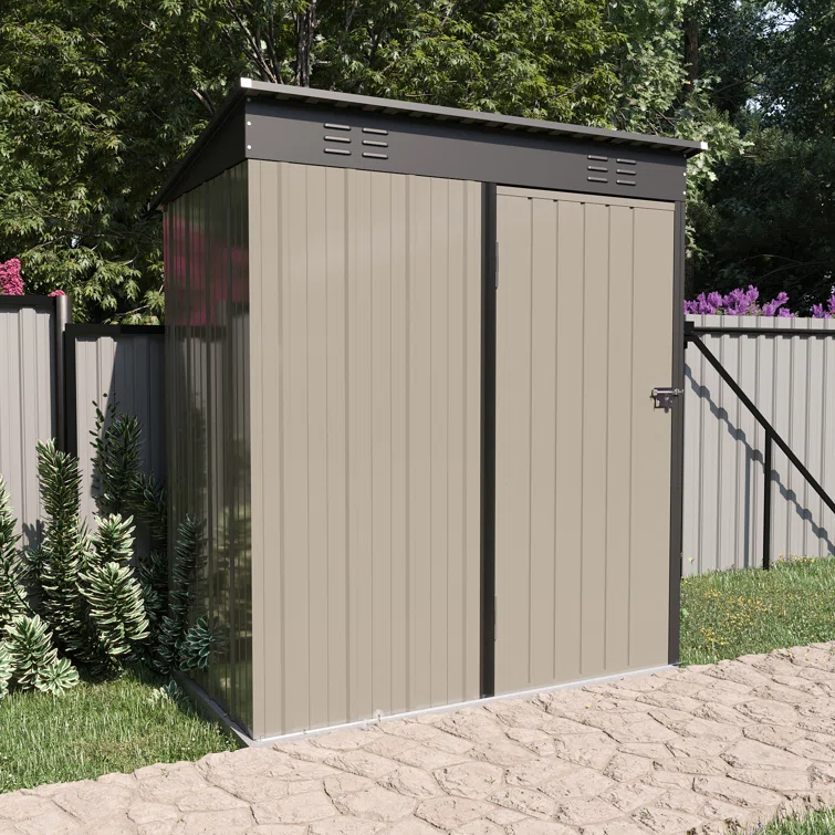 5 ft. W x 3 ft. D Metal Shed For Tool Storage House With Slopped Roof And Lockable Door Patio Garden Backyard