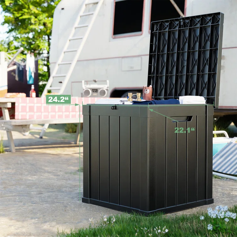 LeHom 22.1'' W 50 Gallons Water Resistant Resin Lockable Deck Box