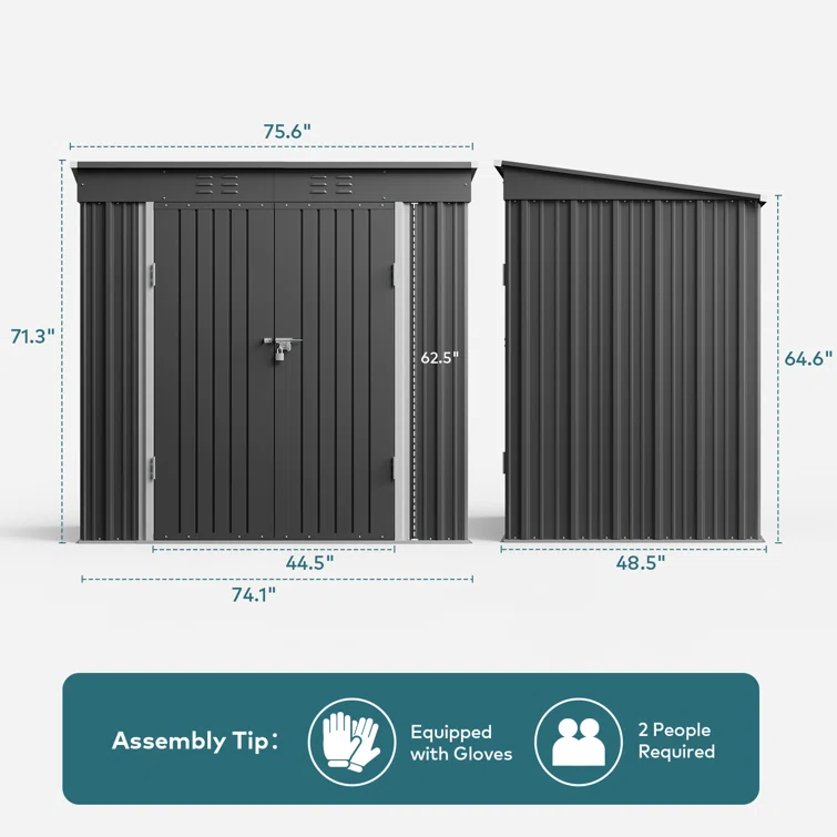 Aiho 6 ft. W X 4 ft. D Galvanized Steel Horizontal Storage Shed