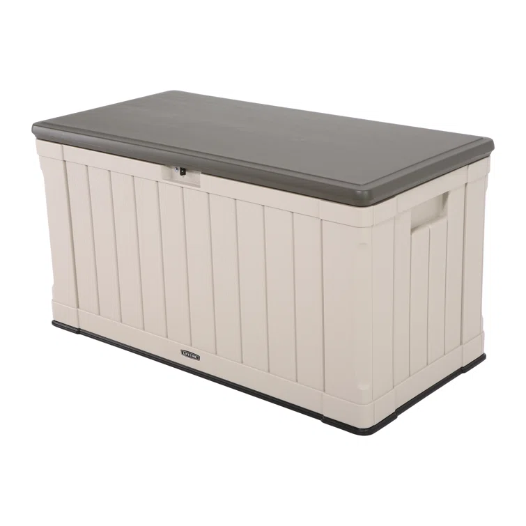 Lifetime 50.3'' W 116 Gallons Water Resistant Polyethylene Plastic Lockable Deck Box in Tan