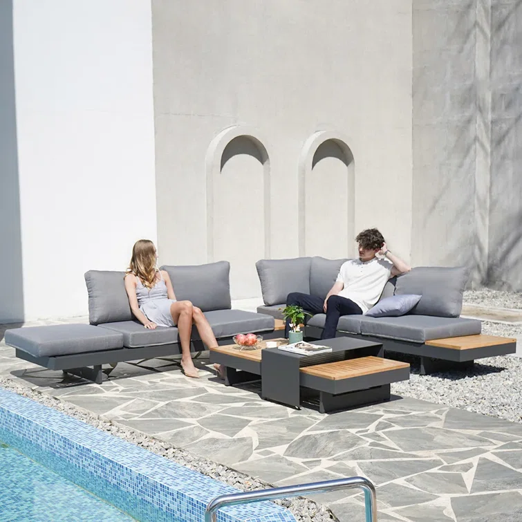 Teak 6 - Person Outdoor Seating Group with Cushions