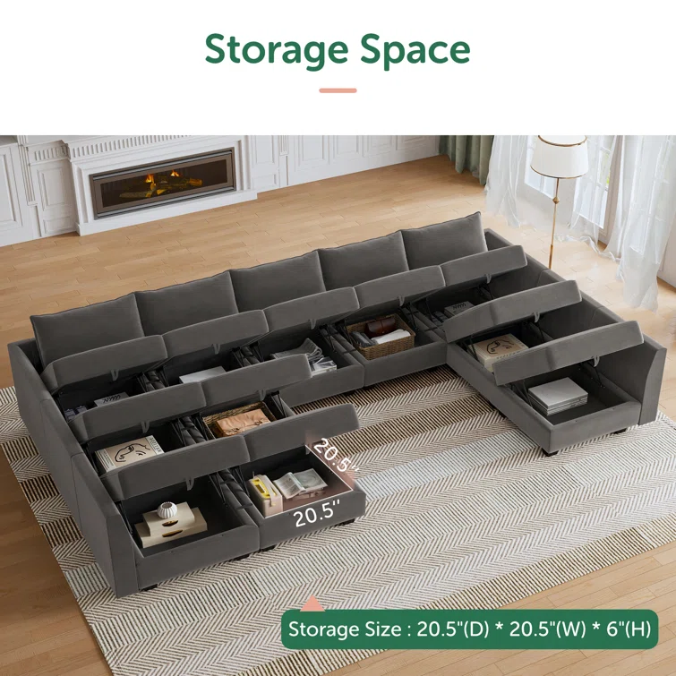 Kandle Velvet Upholstered Chaise Sectional