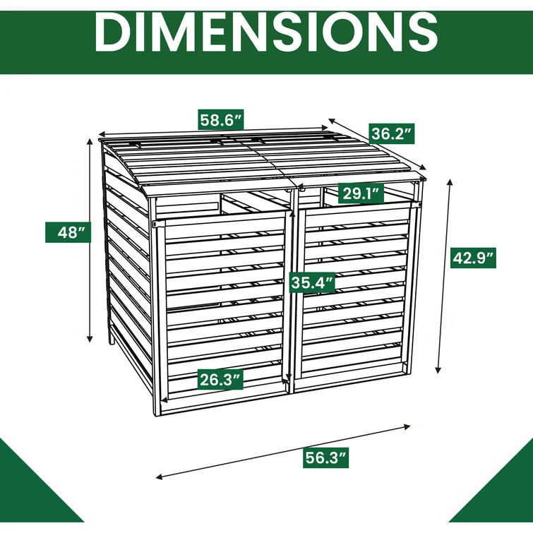 5 ft. W x 5 ft. D Solid Wood Garbage Shed