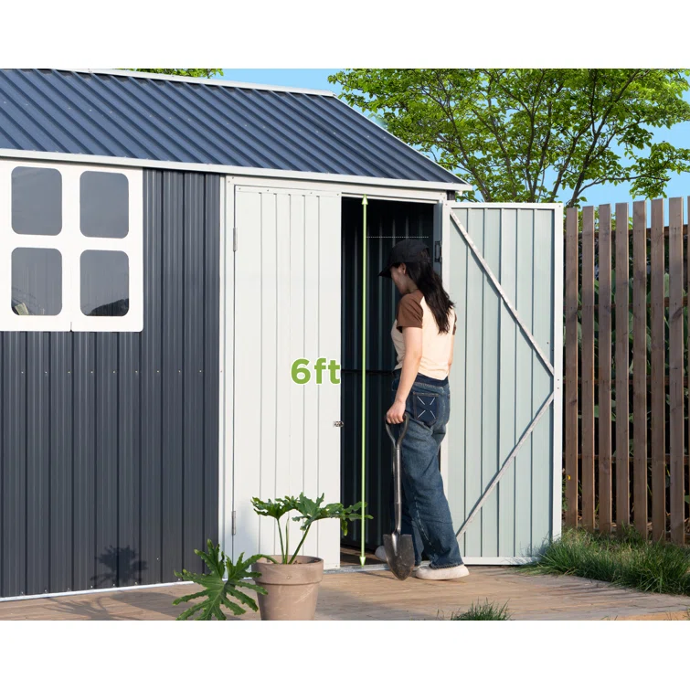 8 ft. W x 6 ft. D Metal Corner Storage Shed
