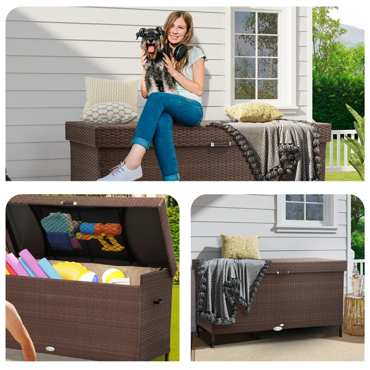 YITA 200 Gallon Outdoor Wicker Deck Box