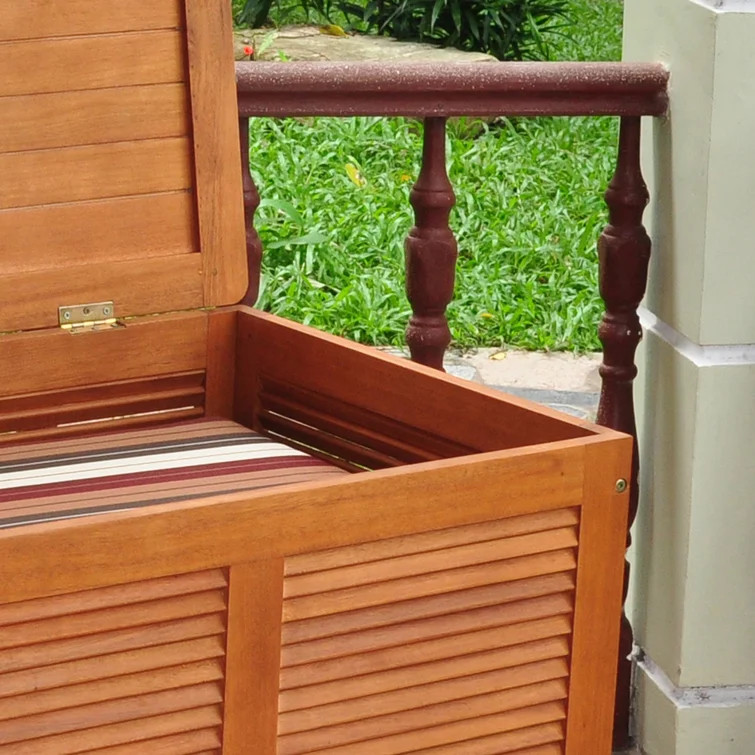 Red Barrel Studio® 48.62'' W 117 Gallons Water Resistant Solid Wood Eucalyptus Deck Box in Golden Oak