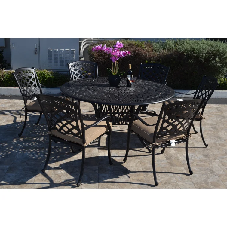 Wildermuth 6 - Person Round Outdoor Dining Set with Cushions