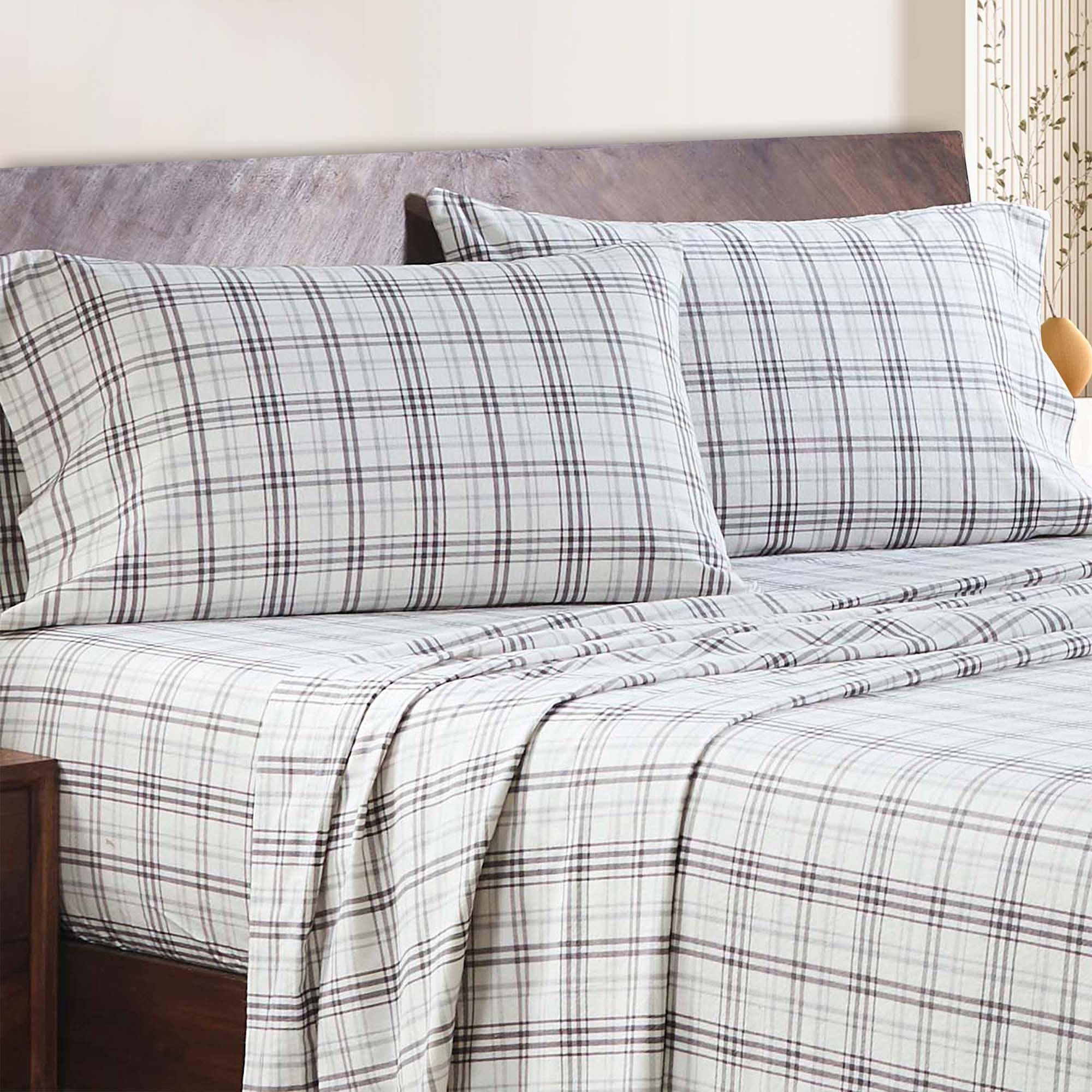Superior Plaid Flannel Cotton Farmhouse Sheet Set