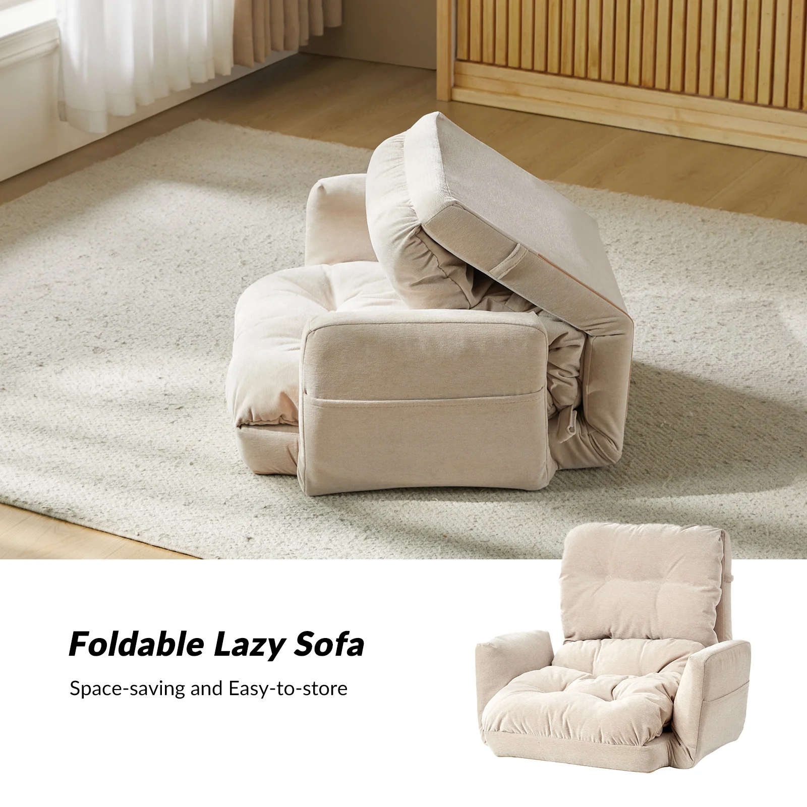 Faustus Reclining Floor Chair with Storage Armrest