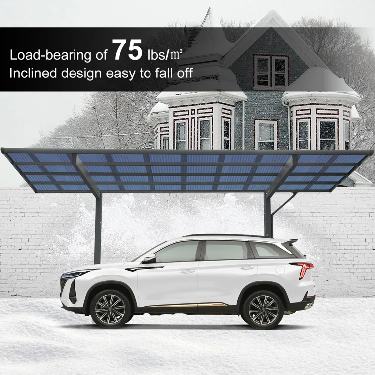 Outdoor Carport, 17.44ft*9ft*11ft Carport Aluminum Metal Frame